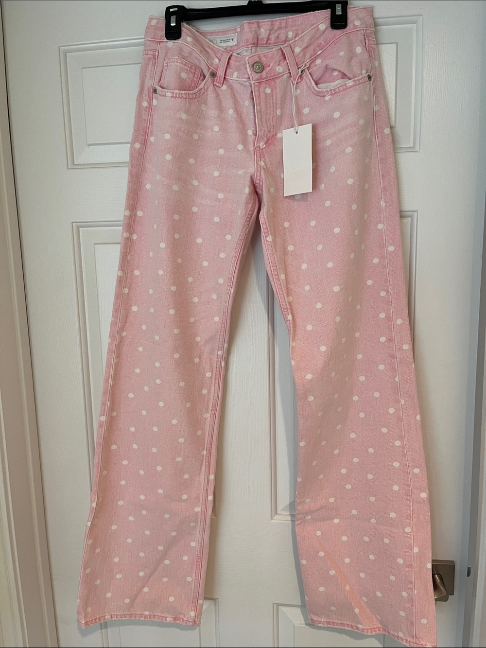 Zara Pink Polka-Dot Wide Leg Jeans